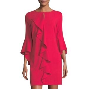 Laundry NWT by Shelli Segal Ruffle Keyhole Mini Dress Red Size 4